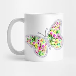 Floral Butterfly and Diamonds Mug